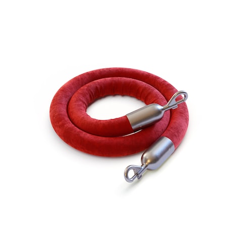 Montour Line Velvet Rope Red With Satin Stainless Snap Ends 8ft.Cotton Core PVR150-80-RD-SE-SS